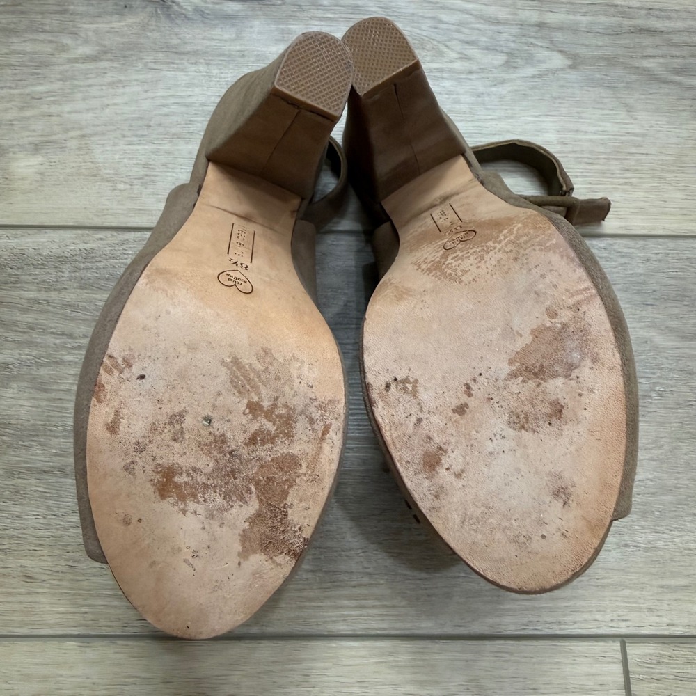 Reed Evins Suede Studded Fringe Slingback PeepToe Heels Boho Coastal Cowgirl 8.5 - Picture 10 of 11